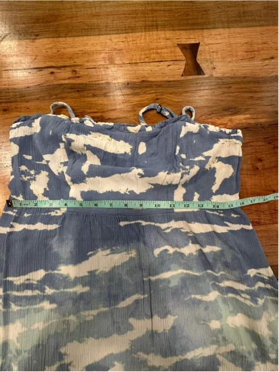 Knox Rose Blue White Cloud Tie Dye Maxi Dress Boho Coastal Resort Ruffle M - Picture 10 of 11